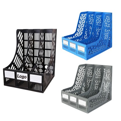Three-Slot Desktop File Organizer for Office and Study