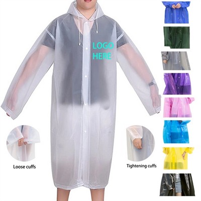 Thick EVA Waterproof Reusable Rain Poncho with Drawstring Hood and Backpack Coverage