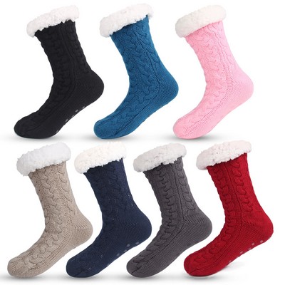 Cozy Fleece Slipper Socks with Non Slip Grips