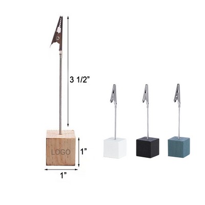 Wooden Cube Memo Holder With Alligator Clip