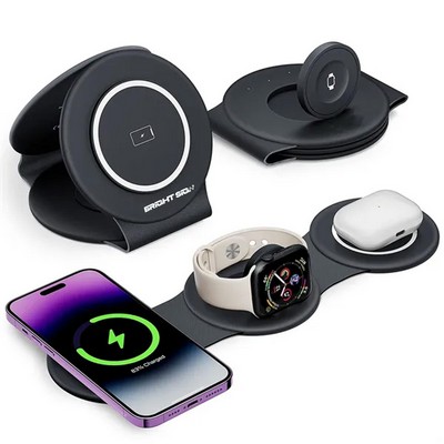 Foldable Magnetic Wireless Charger for Phones/Watch/Earbuds