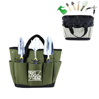 Canvas Garden Tool Tote Bag With 8 Pockets