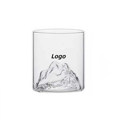Clear Retro Whiskey Glass with Mountain Silhouette Design for Premium Spirits