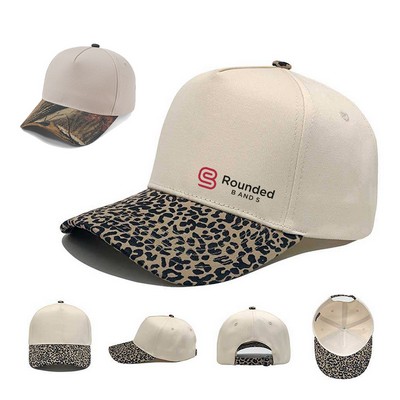 Cotton Leopard/Camo Prints Brim Baseball Cap