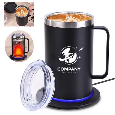 17oz Stainless Steel Smart Heated Coffee Mug Warmer Set