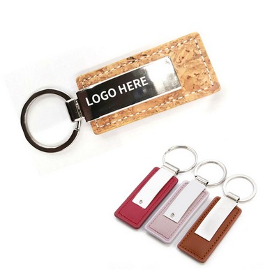 Stylish Cork Metal Keyring