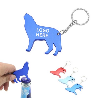 Wolf Aluminum Bottle Opener Keyring