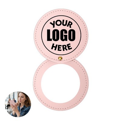 Pu Leather Rotating Round Portable Dressing Mirror