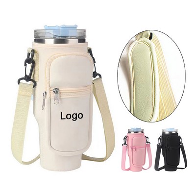 Water Bottle Carrier Bag for 40/30 oz Tumbler with Holder Phone Pocket Handheld Strap