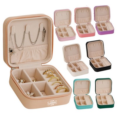Mini Travel Jewelry Box, PU Leather Portable Ring Earring Organizer