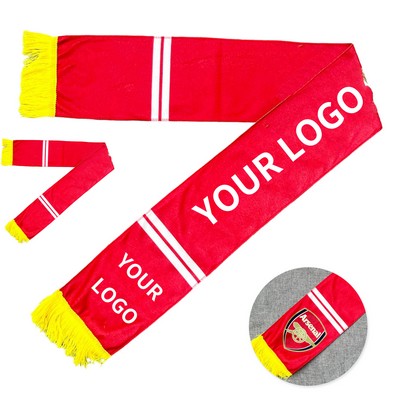 Custom Double-Sided Knitted Soccer Scarf With Fringe