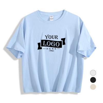 6.3 oz 100% Cotton Women's Casual Crop Top T-shirt