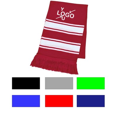 Two-Tone Fringe Knit Scarf