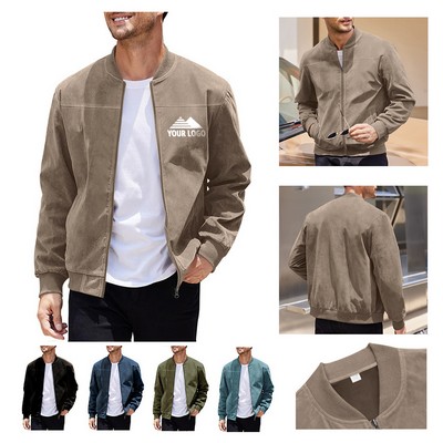 Men's Suede Casual Coat with Pockets