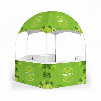 10' Custom Promotional Kiosk Hexagonal Dome Tent with 5 PVC Counters