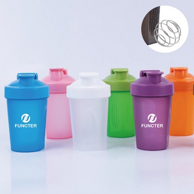 14 OZ. Plastic Shaker Bottle with Spring Mixer