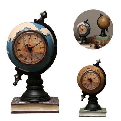 Retro Vintage Desktop Clock Globe Shaped Ornament