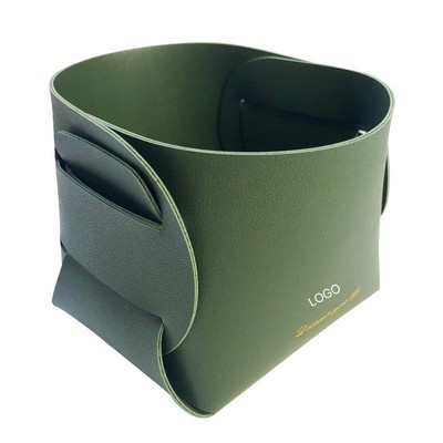 Foldable PU Leather Desk Organizer Minimalist Entryway Key Catch-all Tray Portable Leather