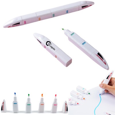 High-Speed Train Highlighter Pen Splicing 4-color Fluorescent Pen