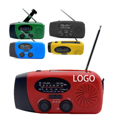 Solar Powered Hand Crank Radio with Emergency Flashlight and Power Bank