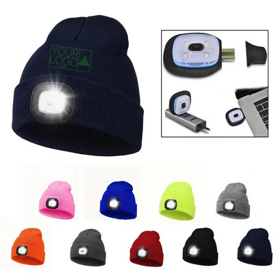 Winter Warm Beanie Hat with LED Light Unisex