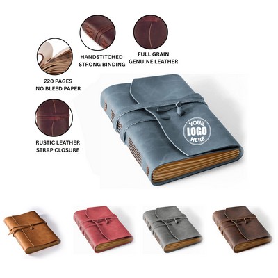 Refillable A6 Notebook with Vintage Kraft Cover & Tie Closure