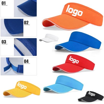 Adjustable Cotton Sun Visor With Wide Brim MOQ100