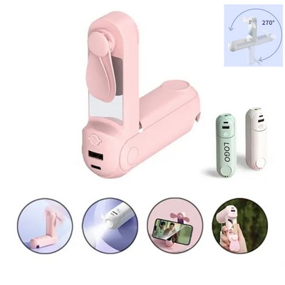5-in-1 Fan with Power BankMirror Phone Holder Flashlight