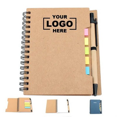 Spiral Lined Wire bound Notebook with Pen and Tabs