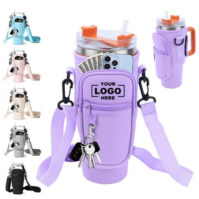 Portable 40oz Tumbler Holder with Adjustable Strap