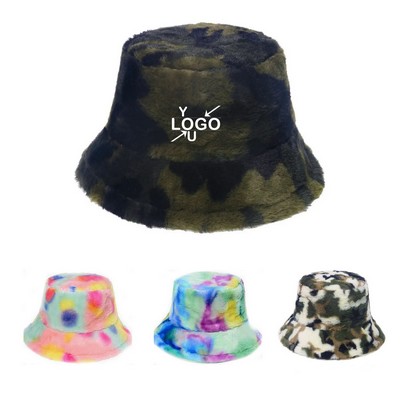 Fuzzy Winter Camo Bucket Hat