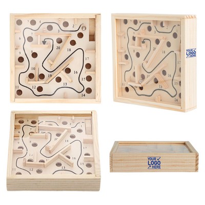 Wooden Marble Maze Game, Classic Tilting Balance Puzzle for Kids Teens & Adults