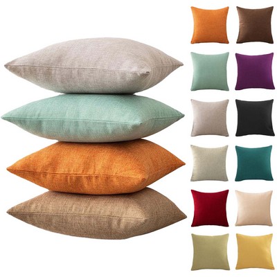 Linen Solid Color Pillow with Pillow Inserts