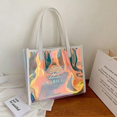 Iridescent PVC Handbag With Edged