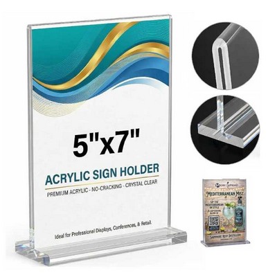 5" x 7" Clear Acrylic T-Style Tabletop Sign Holder