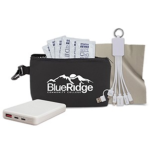 "Mesh Boost" 7 pcs Tech Kit in Black Mesh Zipper Pouch