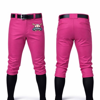 Men's South Korea Silk Crop Length Baseball Pants W/ Piping 320GSM