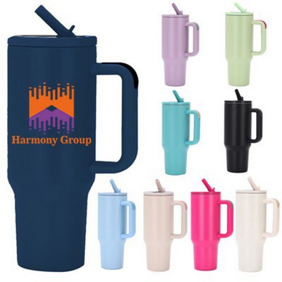 40oz Insulated Tumbler with Handle & Straw