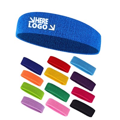 Custom Embroidered Terry Cotton Athletic Sweatband Headband