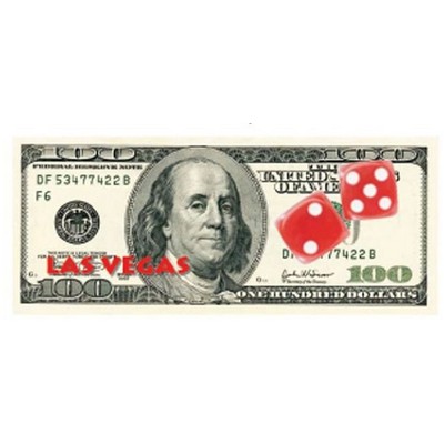 Las Vegas Dice $100 Bill Magnet w/ Full Magnetic Back (2 Square Inch)