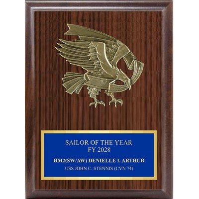 Cast Bronze Eagle Mount on Simulated Walnut Plaque (9"x12")