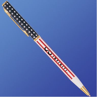 Slim Brass Patriotic Ballpoint Pen