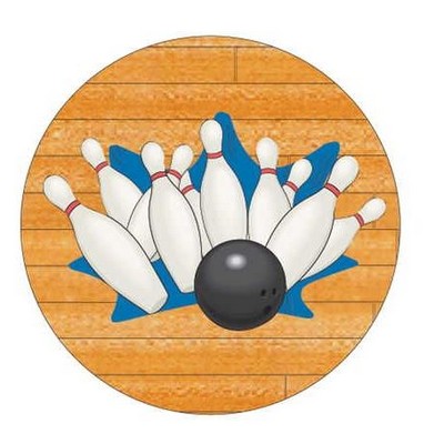 Bowling Strike Round Badge w/ Bar Pin (2.5" Diameter)