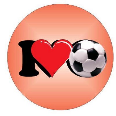 I Love Soccer Round Badge w/ Bar Pin (2 1/2" Diameter)