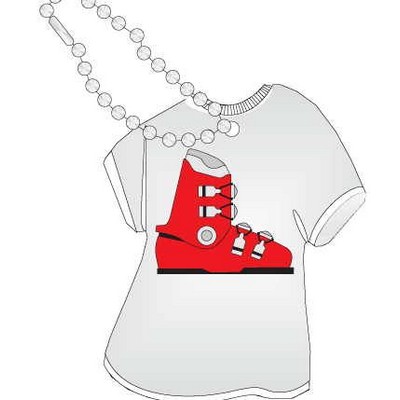Ski Boot Promotional T-Shirt Key Chain w/ Black Back (4 Square Inch)