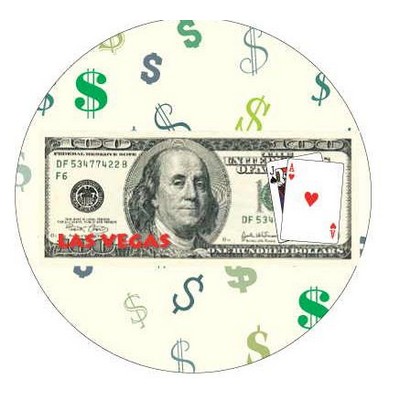 Las Vegas Blackjack $100 Bill Round Metal Photo Magnet (2 1/2" Diameter)