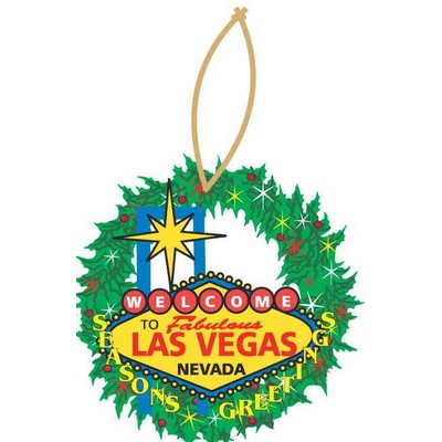 Las Vegas Sign Wreath Ornament w/ Clear Mirror Back (8 Square Inch)