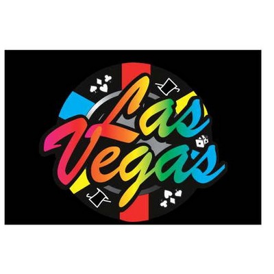 Las Vegas Poker Chip Rectangle Badge w/ Bar Pin (2"x3")