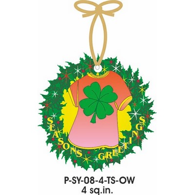 Four Leaf Clover T-Shirt Promotional Wreath Ornament w/ Black Back (4")