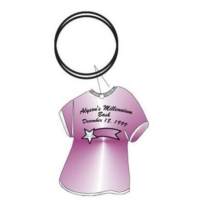 Star Banner T Shirt Executive Key Chain w/Mirrored Back (4 Square Inch)